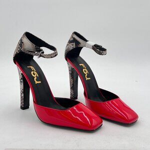FSJ Red  Fashion Ankle Strap D'Orsay Pump High Heels Party Prom Casual Sandal L